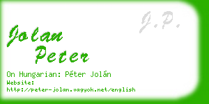 jolan peter business card