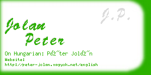 jolan peter business card